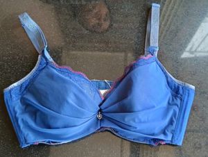 Blue Colour Net/Lightly Padded Bra.