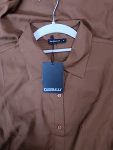 Elegant Brown Shirt Dress