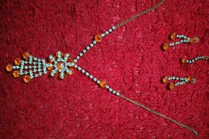 Sparkling Rhinestone & Orange Gemstone Jewelry Set