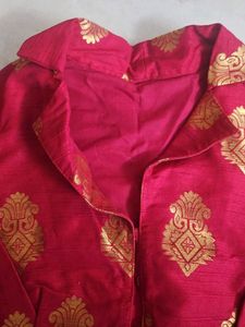 Red &amp; Gold Brocade Blouse