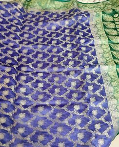 Blue-Purple Siko Saree Jaal Weave