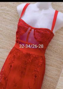 Stunning Red Lace Evening Dress
