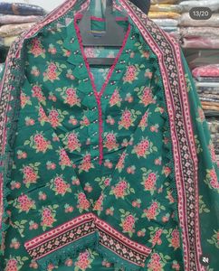 Emerald Green Lawn Cotton Suit Set