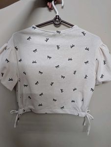 Cute Bow Print Cropped Top