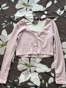 Cute Gingham Cropped Cardigan