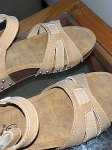 Y2K studded Beige Wedge Sandals