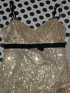 gold seqinned midi dress