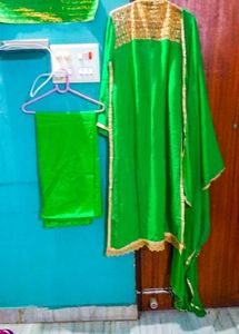 Semi stich  Green Embellished Kurta Set