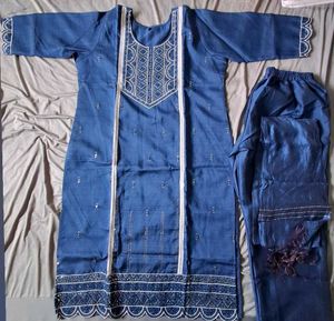 Elegant Blue Kurta Set with Embellishments