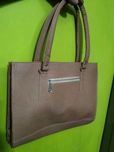 Classic Brown Faux Leather Tote Bag