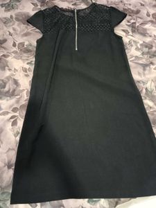 Zara Elegant Black Lace Detail Dress