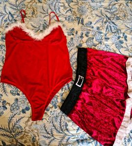 Festive Santa Bodysuit &amp; Shorts Set