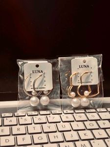 Elegant Pearl Hoop Earrings Set
