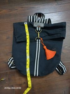 Stylish Black Backpack with Tassel