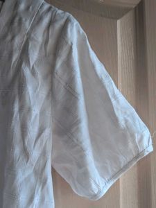 White Square Neck Button-Up Top