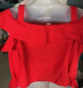 Chic Red Ruffle Off-Shoulder Top