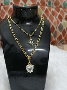 Layered Gold Chain Necklace with Charm