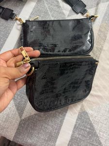 Chic Black Croc Clutch Set brand new