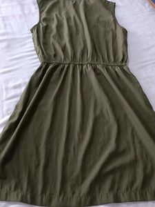 Olive Green Dress with Pockets
