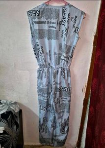 Light Blue Graphic Print Jumpsuit