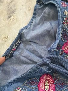 Embroidered Blue Denim Dress