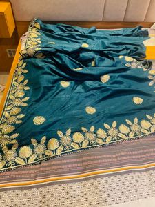 Saree with stitched blouse Elegant Embroidered Sil