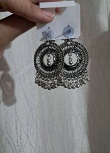 Oxidized Silver Tone Drop Earrings