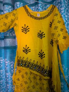 Girls Yellow Embroidered Dress