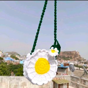 Handmade Crochet Daisy Sling Bag