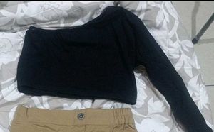 Black One Shoulder Crop Top