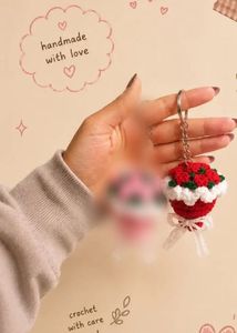 Handmade Crochet Rose Bouquet Keychain