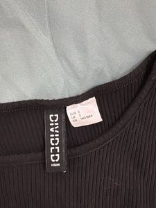 Black Ribbed Ruched Long Sleeve Top