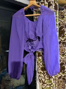 Elegant Purple Bell Sleeve Top