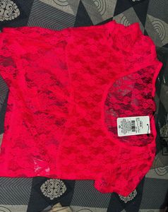 Hot Pink Lace Crop Top