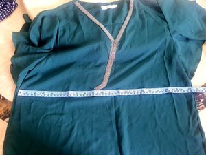 Elegant Teal Top with Silver Embellishment