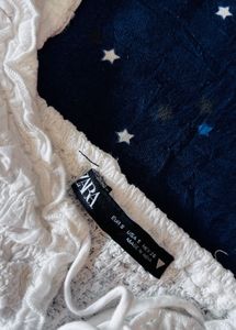 White Smocked Tie-Front Crop Top