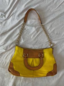 Vibrant Yellow Leather Shoulder Bag