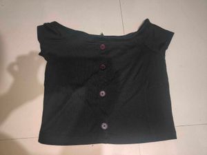 Chic Black Button-Up Crop Top