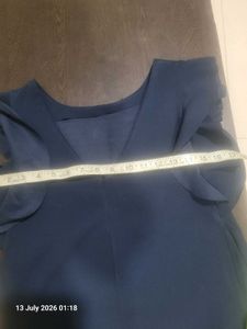 Navy Blue Flutter Sleeve Top
