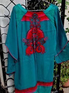 Teal Embroidered Kurta