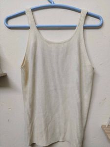 Cream Ribbed Tank Top