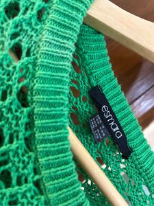 Chic Green Crochet Knit Sweater