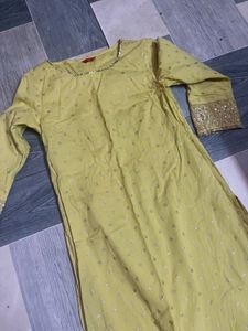 Yellow Kurta with White Pants