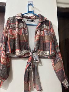 Printed Wrap Crop Top