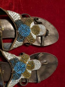 Beaded Leather Sandals