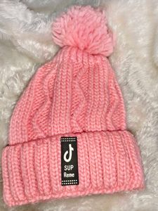 Pink Beanie with TikTok