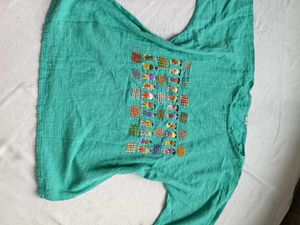 Teal Textured Kurta