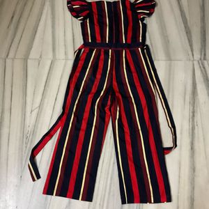 Striped Jumpsuit with Belt