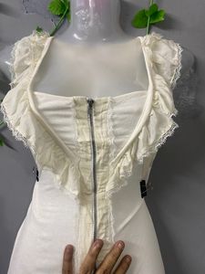 Corset Deep Neck Zipper Top