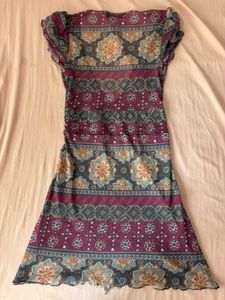 Y2k Boho Floral V-Neck Sheer Top/ dress